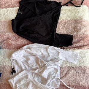 Black and White ballerina Wrap Tops